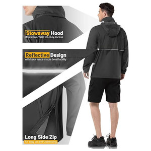 Mens Rain <b>Jacket</b> Waterproof <b>Lightweight</b> Packable Rain Pullover Windproof Hooded Outdoor Shell Coat for Hiking Golf <b>Running</b> - Product Image 4