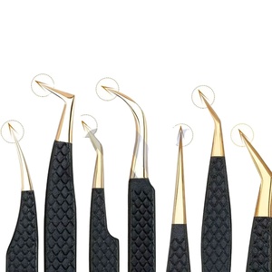Pinzas para Pestañas de Volumen, Pinzas Profesionales de Acero Inoxidable para Cejas, Suministros Individuales, Juego de 7 Pinzas para Pestañas - Product Image 1