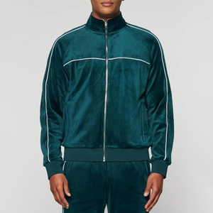 Custom <b>Men</b> Velvet <b>Tracksuit</b> Two Piece Collar Zipper Hoodie and Jogger Pants Set Wholesale Luxury <b>Velour</b> Sportswear Manufacturer - Product Image 6