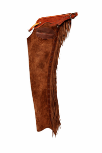 Chaps en daim à franges avec boucle et bouton, coupe ajustée, haute performance pour la compétition, protection des jambes pour l'équitation western et le cowboy - Product Image 2