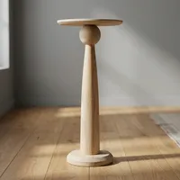 Table basse moderne en bois de manguier, design minimaliste, fabrication artisanale, meubles de salon, finition bois clair, plateau rond