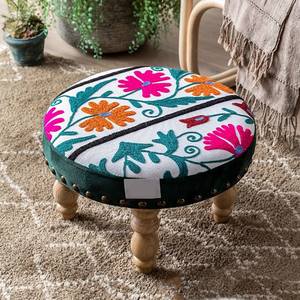 Solid Wooden Round Ottoman Stool for Living Room Modern Style Handmade Durable Upholstered Foot Rest <b>Bench</b> Luxury Home Furniture - Product Image 1