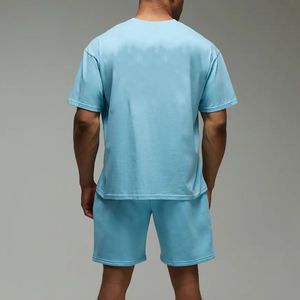 Top Quality Summer Sportswear Training T-Shirt Shorts 2 Piece <b>Set</b> High Quality 100% Cotton Regular Fit Men's Solid Knee Printed - Product Image 5