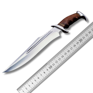 A&M Enterprises Handmade Large Stainless Steel Bowie Knife Hooked Pommel Wood Handle Leather Sheath Survival OEM Hunting Knife - Product Image 6