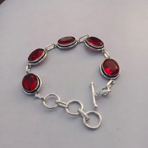 Beautiful <b>Red</b> Garnet Statement <b>Bracelet</b> 925 Sterling Silver Handmade Jewelry Gift For Women Birthday Elegant - Product Image 4