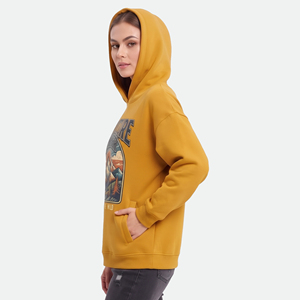 Sweat à capuche imprimé pour femme 100 % coton molletonné, idéal pour l'hiver, avec poches avant, coupe ample et épaisse - Product Image 3