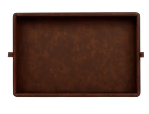 Luxury Brown Leather Serving Tray with Handles Rectangular Decorative Ottoman Breakfast <b>Coffee</b> <b>Table</b> Tray - Product Image 4