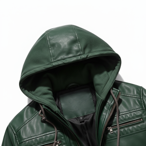 Chaqueta de Cuero Genuino Original para Hombre, Chaqueta de Cuero Clásica de Cordero, Chaqueta de Motociclista a la Moda con Forro de Piel - Product Image 5