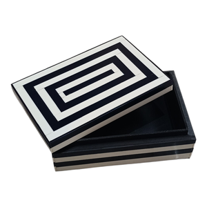 Organizador de Joyas de Resina Hecho a Mano de Primera Calidad - FASHION CRAFT Rectángulo Azul Marino Pulido - Regalo Perfecto y Decoración para el Hogar - Product Image 2