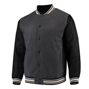 Men Casual Streetwear Baseball Varsity <b>Jacket</b> Solid Color Crew Neck Collar Button Closure Regular Fit Long Sleeve Varsity <b>jacket</b> - Product Image 5