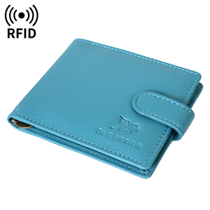 Premium Sky Blue Genuine Leather <b>Mens</b> Money Clip <b>Wallet</b> Snap Button Bifold Card Holder <b>RFID</b> Protected Slim Leather Accessory - Product Image 5