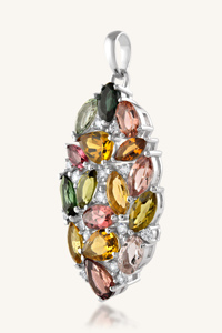 Colgante de turmalina multicolor y circonita cúbica en plata de ley 92.5 KLSP-50076 - Product Image 3