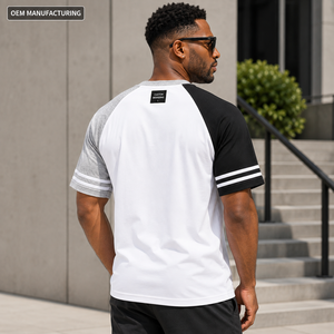 T-shirt Raglan Homme Personnalisé à Manches Courtes, Color Block, Sportif – Fabricant de Vêtements en Gros OEM/ODM à Marque Privée - Product Image 2