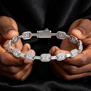 <b>Iced</b> <b>Out</b> Moissanite Link Bracelet Solid S925 Silver Hip Hop Bling Baguette <b>Chain</b> Streetwear Luxury Statement Jewelry - Product Image 4