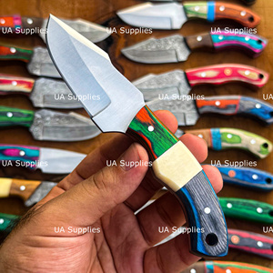 Couteaux de chasse d'extérieur de qualité industrielle en acier Damas, à lame fixe, pour le dépecage, le camping, la survie et le bushcraft - Vente en gros de fournitures UA - Product Image 6