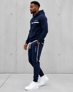 Conjunto Deportivo F2WIN para Hombre, Sudadera con Capucha y Pantalones Jogger, Color Azul Marino, Manga Larga, Cierre con Cordón, Corte Regular, Forro Polar Cortavientos para Verano - Product Image 5