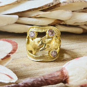 Unique Design Dolphin <b>Ring</b> <b>Boho</b> Brass <b>Rings</b> For Women 18k Gold Plated Animal Chunky Band Amethyst Jewelry For Wholesale/OEM/ODM - Product Image 1