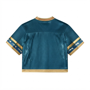 Maillot de football américain sur mesure pour femme DROGEN EXPORT, style vintage, broderie lourde, tissu en maille, sans manches, col rond, sport - Product Image 2