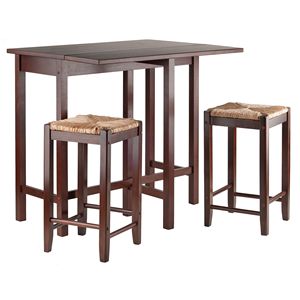 Ensemble de meubles de bar 3 pièces avec table à feuilles tombantes et tabouret Rush Seat Lynwood - Product Image 2