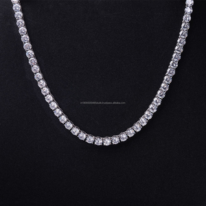 Collier tennis perlé rond avec maillons en grappe étincelants, bijou fantaisie pour femmes et hommes - Product Image 1