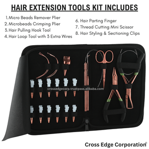 New Wholesale Hair Tool <b>Kit</b> with Micro Link <b>Beads</b> Remover Closer Plier Loop Tool 3 Extra Wires Sectioning Clips Made Steel Iron - Product Image 2