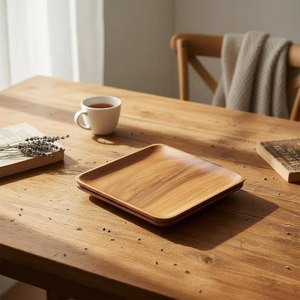 ถาดเสิร์ฟไม้แบบเรียบง่าย ถาดไม้ธรรมชาติสำหรับอาหาร โต๊ะครัว โต๊ะรับประทานอาหาร ของว่าง ผลไม้ ขนมปัง - Product Image 4