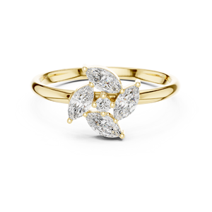 Anillos de oro macizo de 14k para mujer con diamantes de corte redondo y marquise en forma de flor, minimalistas, para regalo, compromiso, aniversario, boda. - Product Image 1