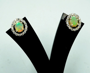 Pendientes de Ópalo Etíope Facetado, Ópalo Multifuego y Moissanita, Dijes de Aleación - Regalo para Fiesta de Boda Infantil - Product Image 2