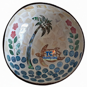 Vietnam Supplier <b>Cheap</b> Mother of Pearl COCONUT BOWL Low MOQ Souvenir <b>Gift</b> Wholesale Shell Inlay Bowl Factory Direct Price - Product Image 1