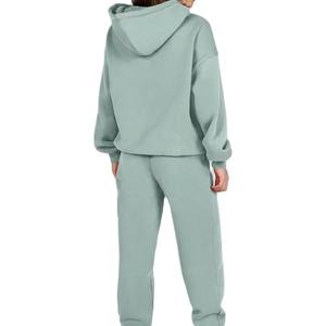 Oem Streetwear 2 Piece Half Zip Sweatshirt Jogger Suit Women <b>Tracksuit</b> Sweatsuit Sweatpants And Hoodie Set - Product Image 5
