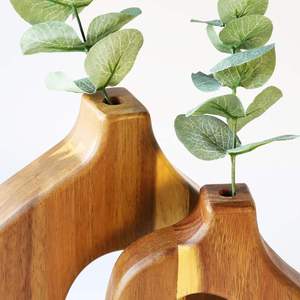 Jarrones de Madera Hechos a Mano Lavie Creations para Decoración del Hogar, Diseño Art Deco, 4"-6" de Diámetro, Textura de Madera Natural, Hermosos para Flores - Product Image 5