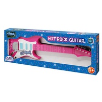 D.J. Mainan Gitar Hot Rock Plastik ABS Elektronik Bertenaga Baterai Mainan Edukasi Senar Baja Usia 3+ Tahun Anak-anak 8 Skala