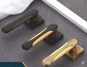 Modern Door <b>Handles</b> Minimalist Design Black Gold Finish Easy Installation Interior Hardware for Home Office Ambidextrous Use - Product Image 2