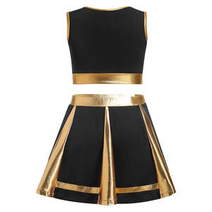 Trajes Metálicos de Animadora para Mujer, Top Corto, Minifalda Plisada, Uniforme de Animadora, Disfraz de Halloween para Adultos, Brillante y Deportivo - Product Image 2