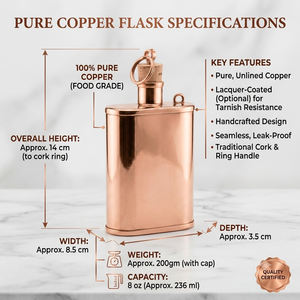Premium <b>Copper</b> Hip Flask 6oz Pocket Flask Leakproof <b>Screw</b> Cap Portable Whiskey Flask Gift for Men Wedding Groomsmen Travel Gifts - Product Image 4