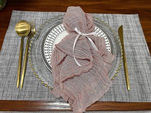 Serviettes en tissu de coton jetables de haute qualité serviettes de table à motif brodé Durable de luxe pour les mariages événements Style moderne - Product Image 2