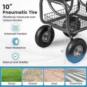 Carrello Avvolgitubo da Giardino 300Ft Grande Capacità 4 Ruote con Cesto Portaoggetti per Irrigazione Prato e Annaffiatura Esterna - Product Image 5