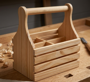 Rustic Wooden Utensil Organizer Stand for Kitchen Countertop Handmade Durable Storage for Spoons Forks Knives Indian Supplier - Product Image 1