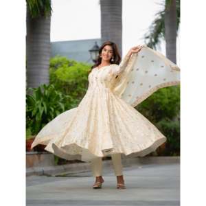 ชุด anarkali และกางเกงผู้หญิงที่สวยงามพร้อม dupatta สำหรับปาร์ตี้ - Product Image 4