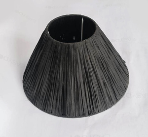 Pantalla de lámpara cónica negra de diseño clásico, hecha a mano con tela plisada, cubierta de luz rústica para lámparas colgantes para hoteles y restaurantes. - Product Image 4