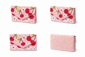 Bolso de Mano de Lujo Hecho a Mano con Cuentas de Cereza, Diseño de Frutas Adorable para Mujer, Cartera de Noche Clásica de Diseñador, Bordado Artesanal Premium - Product Image 3