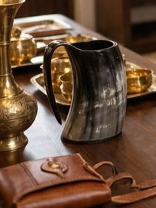 Mug à boire en corne de buffle de style Viking médiéval de qualité supérieure, logo personnalisé, fait main, toucher réel, style animal, poli, naturel, artisanal - Product Image 5