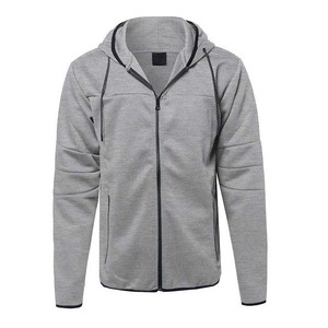Men's Hooded Zip-Up Sweatshirt Regular Fit Solid Color Casual French Terry 100% Polyester Cotton Breathable Autumn Wear <b>Hoodies</b> - Product Image 3