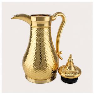 Luxury Gold Plated <b>Arabic</b> Coffee Dallah Traditional Hammered Design Vacuum Flask Pot for Ramadan & Majlis In Cheapest Price - Product Image 3