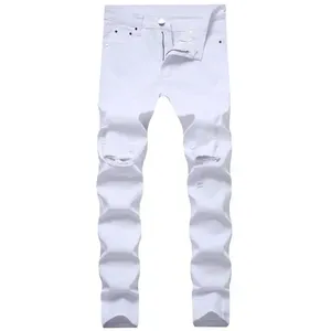 Jean baggy en denim brodé sur mesure pour homme, taille mi-haute, style streetwear hip-hop, tricoté droit avec design cargo - Product Image 4