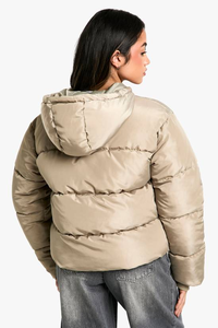 Chaqueta Acolchada Transpirable de Punto de Lona para Mujer, Talla Grande, Muy Cálida, Manga Larga, Capucha con Cuello Desmontable para Exteriores - Product Image 2