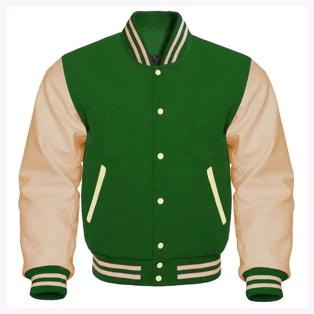 2024 New style Winter Letterman Jacket For Men Custom Embroidery Patches Logo wholesale price Varsity Jackets With Leather