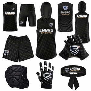 Ensemble de maillots de football de compression personnalisés 7v7 pour jeunes et hommes, maillot d'entraînement d'équipe de football 7v7 noir - Product Image 2