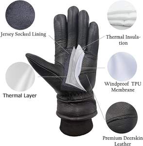 Guantes de Invierno de Piel de Ciervo para Hombre, Guantes de Trabajo Cálidos, Guantes Térmicos Aislantes para Conducir Camiones - Product Image 2