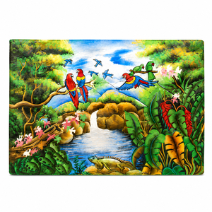 Sac fourre-tout en cuir véritable peint à la main, motif perroquet tropical, sac à bandoulière de créateur pour femme, Conifer - Product Image 4